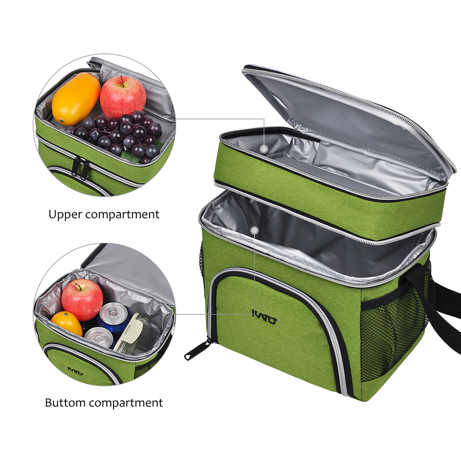 Premium Insulated Lunch Bag Totes Thermos Cooler Double Compartment